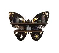 Luna Moth Wall Mounted Lamp - Vintage Boho Hanging Crystal Display Shelf with Light, Small Floating Shelf for Crystal Holders