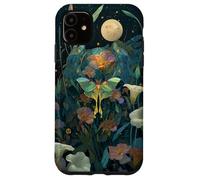 Luna Moth Wildflower Floral Pattern Stained Trendy Celestial Case for iPhone 11