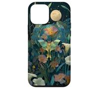 Luna Moth Wildflower Floral Pattern Stained Trendy Celestial Case for iPhone 12 mini