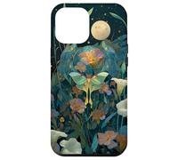 Luna Moth Wildflower Floral Pattern Stained Trendy Celestial Case for iPhone 12 Pro Max