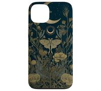 Luna Moth Wildflower Plant Pattern Sage Green Celestial Case for iPhone 13