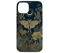 Luna Moth Wildflower Plant Pattern Sage Green Celestial Case for iPhone 13