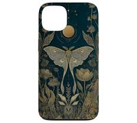 Luna Moth Wildflower Plant Pattern Sage Green Celestial Case for iPhone 13
