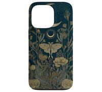 Luna Moth Wildflower Plant Pattern Sage Green Celestial Case for iPhone 13 Pro
