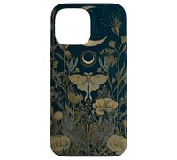 Luna Moth Wildflower Plant Pattern Sage Green Celestial Case for iPhone 13 Pro Max