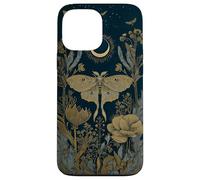 Luna Moth Wildflower Plant Pattern Sage Green Celestial Case for iPhone 13 Pro Max