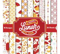 Luna New Year Scrapbook Paper Craft Pad: 18 Chinese NY Designs, 36 Double-Side Sheets. Printed on 8.5"x8.5" Size Paper. Perfect for Gift Wrapping, ... DIY Projects, Card Making, Collage and More!