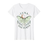 Luna Nocturna Moth Celestial Moon Night Insect Value Graphic T-Shirt, Women, White, M