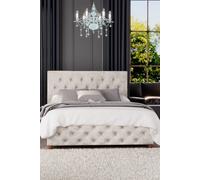 Luna Ottoman Storage Bed in Mirazzi Velvet Fabric, Custom Made Laurence Llewelyn-Bowen Ivory Single