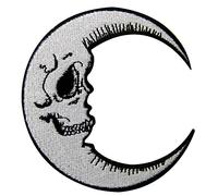 Luna Patch Grinning Skull Face Embroidered Moon Applique Iron On Sew On Emblem