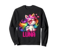Luna Personalized Name Colorful Unicorn Women Girls Sweatshirt