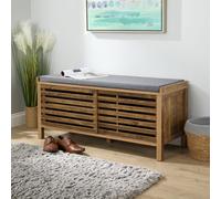 Luna Shoe Bench Storage Cabinet Cushion Padded Seat Two Sliding Doors