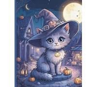 Luna the Witch Cat: Mystic Night Village Coloring Book: A Cozy Magical Coloring Journey with 50 Cute Witch Cat Illustrations for Relaxation and Stress Relief