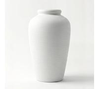 Luna White Textured Decorative Ceramic Vase, 27 cm Tall, Modern Curved White Vase for Dried Flowers, Pampas Grass, Shelf, Dining Table and Hallway Console Décor