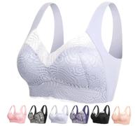 Lunaah Anti-Saggy Breasts Bra, Women Daily Comfort Stretch Wireless Support Shaper Push Up Lace Bra (Grey, XXL)