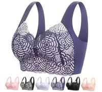 Lunaah Anti-Saggy Breasts Bra, Women Daily Comfort Stretch Wireless Support Shaper Push Up Lace Bra (Purple, Medium)