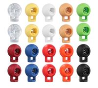 Lunaanda 20 Pcs Spring Cord Locks, Drawstring Toggles, Spring Loaded Plastic Round Toggle Stopper Cord Locks End, Sliding Cord Fastener, Cord Stopper Toggle, for Hat Straps, Bags, Shoelaces