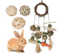 Lunaanda 4 Pcs Bunny Eating Toys,Rabbit Balls,Bunny Cage Hanging Toy,Rolling Chew Toys For Small Animals,Hamster Chew Toys,Teeth Grinding Toy For Rabbits, Hamsters, Chinchillas