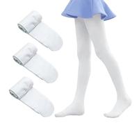 Lunaanda Ballet Dance Tights for Girls, 3 Pairs,Kids Plain Tight Footed Ballet Dance,Ultra Soft Footed Tights Leggings,Dance Sockings Ballets Tight,For Girl Women Kids M