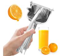 Lunaanda Lemon Squeezer, Stainless Steel Manual Lemon Juicer Hand Press Lime Citrus Fruit Juicer, Heavy Duty Handheld Lemon Orange Lime Citrus Fruit Squeezer Juice Extractor for Home Use, Silver