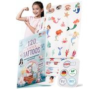 Lunablu 120 Skin-Friendly Children's Tattoos [Dermatologically Certified] Made in Germany | Gift for Children | Children's Tattoos for Boys and Girls | Tattoo - Unicorns & Mermaids