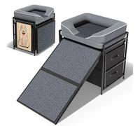 lunacme Dog Window Perch with Sofa for Dog&Cat,Dog Window Seat for Home Elevated Pet Bed,Indoor Pet Perch with Anti-Slip Ramp and Storage