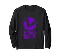 Lunacy of The Beast Bat Flying Against Purple Moon Long Sleeve T-Shirt