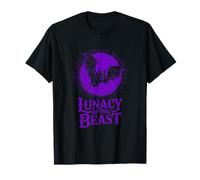 Lunacy of The Beast Bat Flying Against Purple Moon T-Shirt
