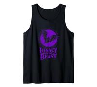 Lunacy of The Beast Bat Flying Against Purple Moon Tank Top