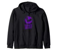 Lunacy of the Beast Bat Flying Against Purple Moon Zip Hoodie