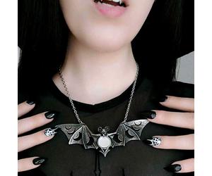 Lunaeca Necklace, Bat, Luna Cycle, Crescent Moon, Night Love, Alchemy England