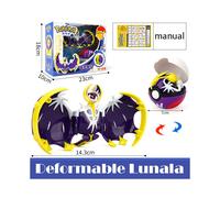(Lunala+Master Ball) Deformable Pokemon Ball Figures Toys Deluxe Kids Gifts Throw N Pop