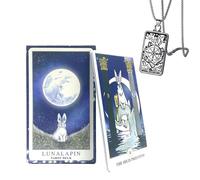 Lunalapin Rabbit Tarot Deck - 78 Cards Set- Simple Color Box Packaging - Perfect for Beginners - Includes Tarot Necklace