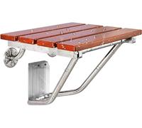 Lunalazeo Folding Teak Shower Seat Bench, Wall Mount, 300lb Capacity, Wood Color, SB-124