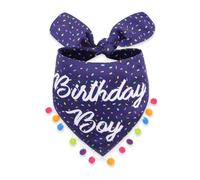 LunaMarie - Luxury Pet Birthday Bandanas -Premium & Silky Poly Fabric | 100% Handmade | Custom Shape Dual Layered (Birthday Boy, X-Small)