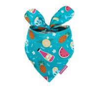 LunaMarie - Luxury Pet Birthday Bandanas -Premium & Silky Poly Fabric | 100% Handmade | Custom Shape Dual Layered (Sippin' Poolside, X-Small)