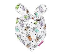 LunaMarie - Luxury Pet Birthday Bandanas -Premium & Silky Poly Fabric | 100% Handmade | Custom Shape Dual Layered (Boba, X-Small)
