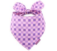 LunaMarie - Luxury Pet Birthday Bandanas -Premium & Silky Poly Fabric | 100% Handmade | Custom Shape Dual Layered (Violeta Rebel, X-Small)