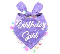 LunaMarie - Luxury Pet Birthday Bandanas -Premium & Silky Poly Fabric | 100% Handmade | Custom Shape Dual Layered (Birthday Girl Purple, X-Small)