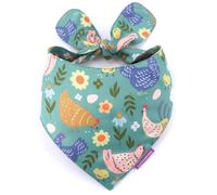 LunaMarie - Luxury Pet Birthday Bandanas -Premium & Silky Poly Fabric | 100% Handmade | Custom Shape Dual Layered (Chicken Couture, Large)