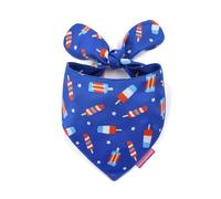 LunaMarie - Luxury Pet Birthday Bandanas -Premium & Silky Poly Fabric | 100% Handmade | Custom Shape Dual Layered (4th of July, X-Small)