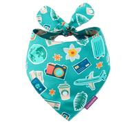 LunaMarie - Luxury Pet Birthday Bandanas -Premium & Silky Poly Fabric | 100% Handmade | Custom Shape Dual Layered (Pawsport Club, Small)