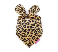 LunaMarie - Luxury Pet Birthday Bandanas -Premium & Silky Poly Fabric | 100% Handmade | Custom Shape Dual Layered (Leopard, X-Small)