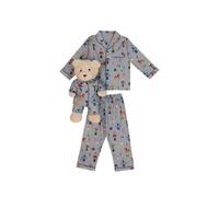 LunaMia Boy's Soldat Pyjama Set with Matching Teddy Bear in Grey | Size: 6-7 Years LunaMia Grey 6-7 Years