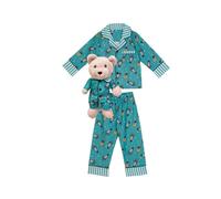 LunaMia Boy's Space Pyjama Set with Matching Teddy Bear in Blue | Size: 6-7 Years LunaMia Blue 6-7 Years