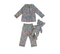 LunaMia Girl's Bloom Pyjama Set with Matching Teddy Bear | Size: 1-2 Years LunaMia Multicolor 1-2 Years