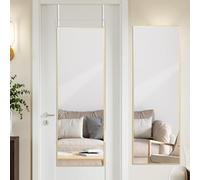 LunaMirror 122x35 CM Over The Door Mirror with Hanger Gold Aluminum Alloy Frame Full Length Hanging Door Mirror Wall Mounted for Bedroom Bathroom Dorm