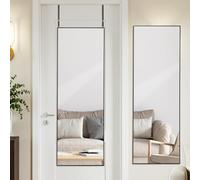 LunaMirror 127x41 CM Over The Door Mirror with Hanger Black Aluminum Alloy Frame Full Length Hanging Door Mirror Wall Mounted for Bedroom Bathroom Dorm