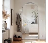 LunaMirror Filigree Floor Mirror 180x76cm Large Full Length Mirror Freestanding with Vintage Ornate Carved Applique Wall Mountable for Living Room Bedroom Hallway Entrance, Silver