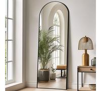 LunaMirror Full Length Mirrors Free Standing Floor Mirror Full Body Wall Mirror for Bedroom Living Room and Entrance, Arch Black Frame, 161x52 CM